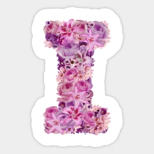 Pink Floral Letter I Sticker